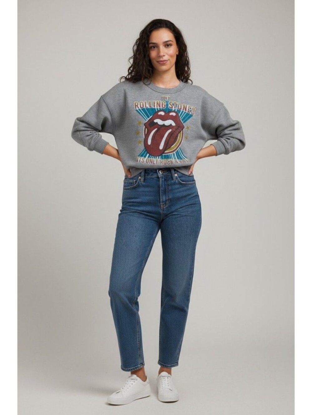People of Leisure Rolling Stones Crew Neck Sweatshirt Gray Medium New with tag